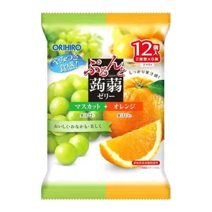 Thạch Rau Câu Vị Nho Xanh & Cam, Purun & Konjac Jelly Pouch, Muscat Grape & Orange, 12 Gói (240g) - ORIHIRO