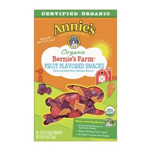 Kẹo Dẻo Trái Cây Hữu Cơ, Organic Bernies Farm Fruit Snacks, 5 Gói, 4 oz (115g) - ANNIE'S HOMEGROWN