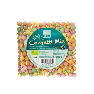 Kẹo Socola Sữa Viên Bi Hữu Cơ Cho Bé, Confetti Mix, Organic Milk Chocolate Beans (100g) - PURAL