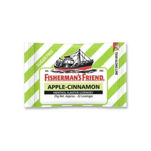 Kẹo Cay Con Tàu Vị Táo & Quế, Sugar Free Menthol Flavour Lozenges, Apple & Cinnamon, 22 Viên (25g) - FISHERMAN'S FRIEND
