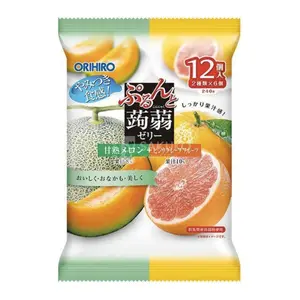 Thạch Rau Câu Vị Dưa Lưới & Bưởi Hồng, Purun & Konjac Jelly Pouch, Cantaloupe & Grapefruit, 12 Gói (240g) - ORIHIRO