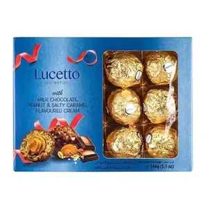Socola Sữa Nhân Đậu Phộng, Caramel Mặn, Milk Chocolate with Peanut, Salty Caramel Flavoured Cream, 5.1 oz (144g) - LUCETTO
