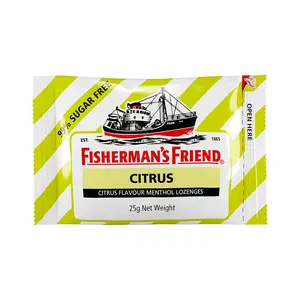 Kẹo Cay Con Tàu Vị Cam Chanh, Sugar Free Menthol Flavour Lozenges, Citrus, 22 Viên (25g) - FISHERMAN'S FRIEND