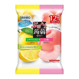 Thạch Rau Câu Vị Chanh & Đào Trắng, Purun & Konjac Jelly Pouch, Lemon & Peach, 12 Gói (240g) - ORIHIRO