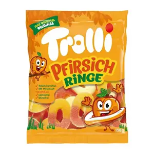 Kẹo Dẻo Vị Đào Hình Vòng, Pfirsichringe, Peach Rings Gummy (150g) - TROLLI