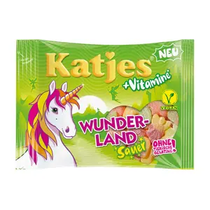 Kẹo Dẻo Trái Cây Vitamin Vị Chua, Wunderland Sauer, + Vitamine Vegan Gummies (175g) - KATJES