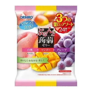 Thạch Rau Câu Vị Đào Trắng, Xoài & Nho Tím, Purun & Konjac Jelly Pouch, White Peach, Mango & Grape, 24 Gói (480g) - ORIHIRO