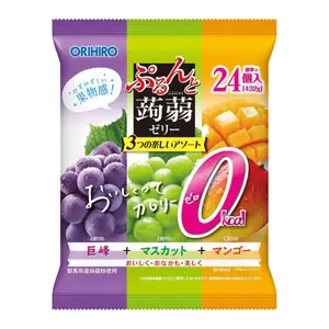 Thạch Rau Câu Vị Nho Tím, Nho Xanh & Xoài, Purun & Konjac Jelly Pouch, Grape, Shine Muscat & Mango, 24 Gói (480g) - ORIHIRO