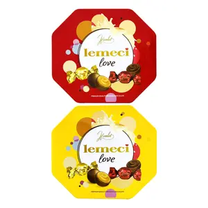 Socola Sữa Nhân Kem Tổng Hợp Hộp Thiếc (Vàng), Lemeci Love, Premium Quality Belgian Chocolate (200g) - HAMLET