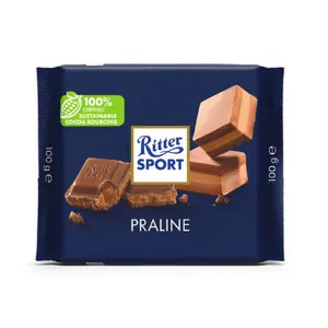 Socola Sữa Nhân Kem Hạt Phỉ, Praline, Milk Chocolate with Praline Filling (100g) - RITTER SPORT