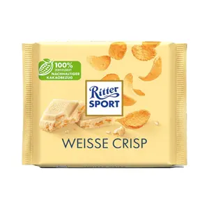 Socola Trắng Nhân Ngô Giòn, Weisse Crisp, White Chocolate with Corn Flakes (100g) - RITTER SPORT