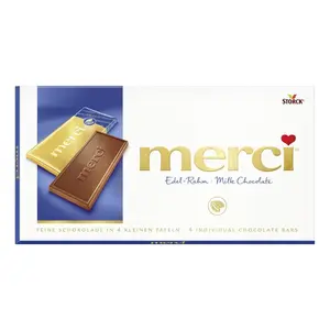 Socola Sữa, Merci, Milk Chocolate, 4 Thanh (100g) - STORCK
