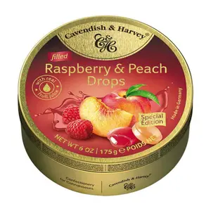 Kẹo Ngậm Vị Mâm Xôi & Đào, Raspberry & Peach Drops with Real Fruit Juice, 6 oz (175g) - CAVENDISH & HARVEY