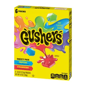 Kẹo Dẻo Trái Cây Tổng Hợp, Gushers, Fruit Flavored Snacks, Variety Pack, 6 Gói, 4.8 oz (136g) - GENERAL MILLS