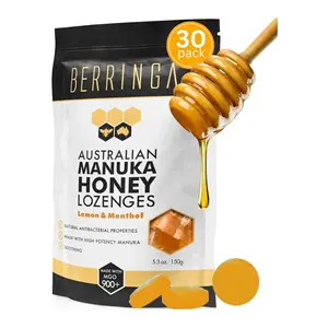 Kẹo Ngậm Mật Ong Vị Chanh & Bạc Hà, Australian Manuka Honey Lozenges, Lemon & Menthol, MGO 900+, 5.3 oz (150g) - BERRINGA