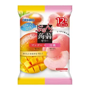 Thạch Rau Câu Vị Xoài & Đào, Purun & Konjac Jelly Pouch, Mango & Peach, 12 Gói (240g) - ORIHIRO