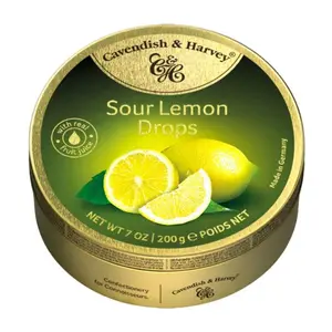 Kẹo Ngậm Vị Chanh, Sour Lemon Drops with Real Fruit Juice, 7 oz (200g) - CAVENDISH & HARVEY
