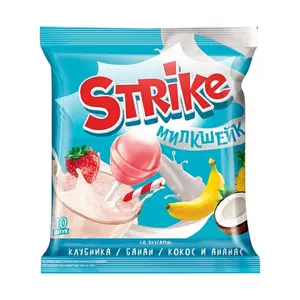 Kẹo Mút Vị Sữa Hương Trái Cây, Strike, Fruit Milkshake Lollipops, 10 Cây (113g) - KDV GROUP