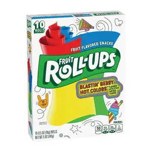 Kẹo Trái Cây Cuộn Vị Quả Mọng, Fruit Roll-Ups, Blastin` Berry Hot Colors, 10 Cuộn, 5 oz (141g) - GENERAL MILLS