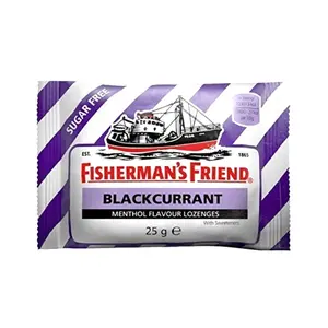 Kẹo Cay Con Tàu Vị Lý Chua Đen, Sugar Free Menthol Flavour Lozenges, Blackcurrant, 22 Viên (25g) - FISHERMAN'S FRIEND
