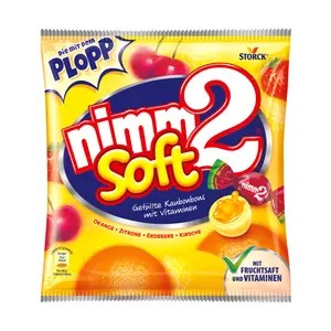 Kẹo Mềm Vị Trái Cây Tổng Hợp, Nimm2 Soft, Orange Lemon Strawberry Cherry Soft Candies (195g) - STORCK