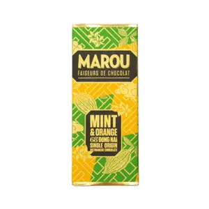 Socola Vị Bạc Hà & Cam, Dong Nai 68% Single Origin Vietnamese Chocolate, Mint & Orange (24g) - MAROU