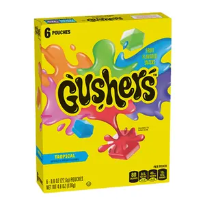 Kẹo Dẻo Trái Cây Nhiệt Đới, Gushers, Fruit Flavored Snacks, Tropical, 6 Gói, 4.8 oz (136g) - GENERAL MILLS