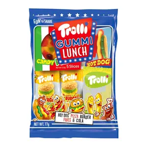 Kẹo Dẻo Hình Thức Ăn Nhanh, Gummi Lunch, Hot Dog Pizza Burger Fries & Cola (77g) - TROLLI