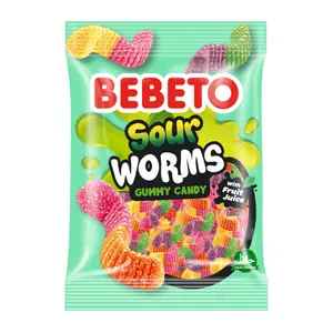 Kẹo Dẻo Chua Hình Con Sâu, Sour Worms Gummy Candy (80g) - BEBETO