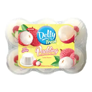 Rau Câu Thạch Dừa Vị Vải, Delly Fresh, Lychee Pudding with Nata De Coco, 6 Hũ (660g) - YOGEE