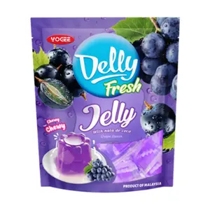 Rau Câu Thạch Dừa Vị Nho, Delly Fresh, Grape Jelly with Nata De Coco (300g) - YOGEE