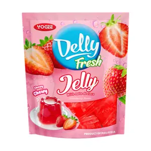Rau Câu Thạch Dừa Vị Dâu, Delly Fresh, Strawberry Jelly with Nata De Coco (300g) - YOGEE