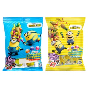 Kẹo Mút Hương Trái Cây Hỗn Hợp, Minions, Mix Fruit Lollipop with Free Body Stickers Inside (40g) - YLF FOOD