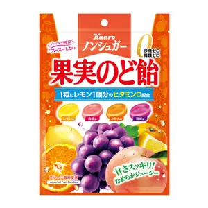 Kẹo Ngậm Trái Cây Không Đường Làm Dịu Cổ, Fruit Throat Candy, Assorted Fruits, Zero Sugar (90g) - KANRO