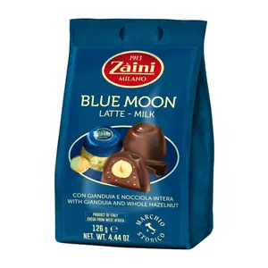 Socola Cà Phê Sữa Nhân Kem & Hạt Phỉ, Blue Moon, Latte - Milk with Gianduia & Whole Hazelnut, 4.44 oz (126g) - ZAINI