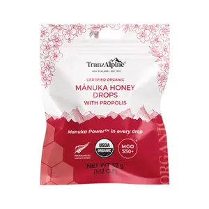 Kẹo Mật Ong Hữu Cơ, Organic Manuka Honey Drops with Propolis, MGO 550+, 1.12 oz (32g) - TRANZALPINE