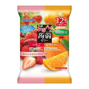 Thạch Rau Câu Vị Dâu & Quýt, Purun & Konjac Jelly Pouch, Strawberry & Satsuma Mandarin Orange, 12 Gói (240g) - ORIHIRO