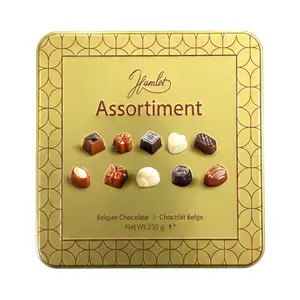 Socola Bỉ Tổng Hợp Hộp Thiếc (Vàng), Assortiment, Belgian Chocolate (250g) - HAMLET
