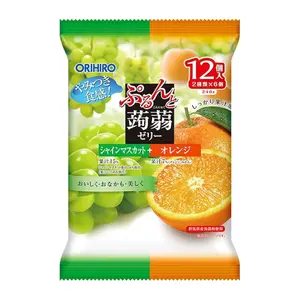 Thạch Rau Câu Vị Nho Xanh & Cam, Purun & Konjac Jelly Pouch, Muscat Grape & Orange, 12 Gói (240g) - ORIHIRO