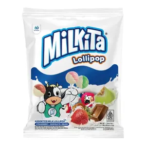 Kẹo Sữa Mút 3 Vị, Assorted Milk Lollipop, Strawberry, Chocolate & Melon, 10 Cây (90g) - MILKITA