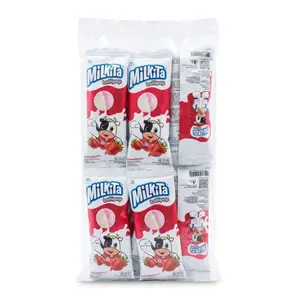 Kẹo Sữa Mút Vị Dâu, Strawberry Milk Lollipop, 10 Cây (90g) - MILKITA