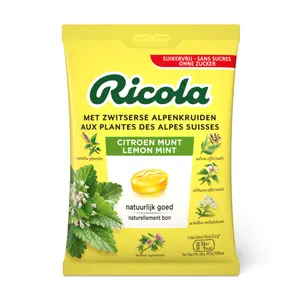 Kẹo Thảo Mộc Bạc Hà Chanh Không Đường, Swiss Herb Lozenges, Lemon Mint, Sugar Free (75g) - RICOLA