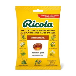Kẹo Thảo Mộc Thụy Sĩ Nguyên Bản Không Đường, Swiss Herbal Candy, Original, Sugar Free (75g) - RICOLA