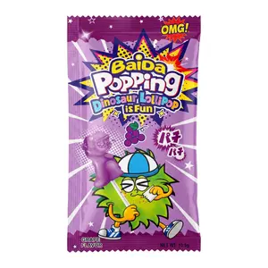 Kẹo Nổ & Kẹo Mút Hình Khủng Long Hương Nho, Popping Candy, Dinosaur Lollipop, Grape Flavor (10.5g) - BAIDA