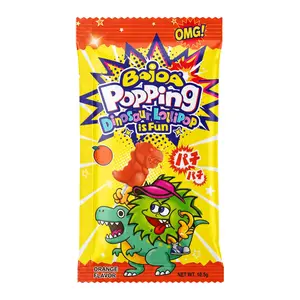 Kẹo Nổ & Kẹo Mút Hình Khủng Long Hương Cam, Popping Candy, Dinosaur Lollipop, Orange Flavor (10.5g) - BAIDA