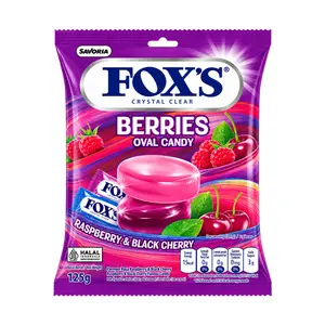 Kẹo Ngậm Hỗn Hợp 2 Vị Quả Mọng, Crystal Clear Oval Candy, Berries, Raspberry & Black Cherry (125g) - FOX'S