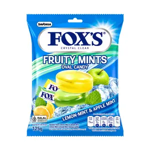 Kẹo Ngậm Hỗn Hợp 2 Vị Trái Cây Bạc Hà, Crystal Clear Oval Candy, Fruity Mints, Lemon Mint & Apple Mint (125g) - FOX'S