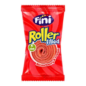 Kẹo Dẻo Cuộn Vị Chua Dâu & Kem, Roller Filled, Sour Strawberry & Cream (20g) - FINI