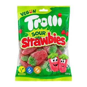 Kẹo Dẻo Thuần Chay Trái Dâu Vị Chua, Sour Strawbies Vegan Gummy (150g) - TROLLI
