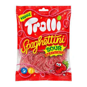 Kẹo Dẻo Sợi Mì Vị Dâu Chua, Spaghettini, Sour Strawberry Veggie Gummy (100g) - TROLLI